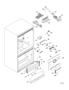 Fz Section Diagram and Parts List for PSKS333EB4WW  General Electric Refrigerator