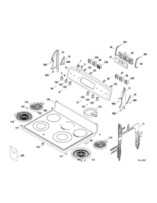 Controls-Cooktop Diagram and Parts List for JCBP84DPBB  General Electric Range
