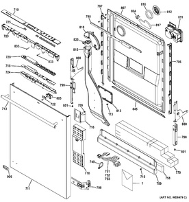 ESCUTCHEON & DOOR ASM Diagram and Parts List for ZDT800SPF0SS  General Electric Dishwasher