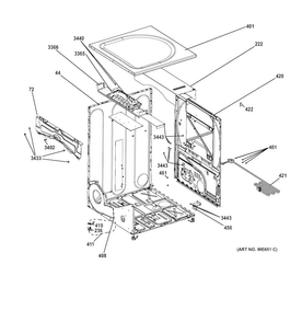 Cabinet & Top Panel Diagram and Parts List for GFDN120GD2WW  General Electric Dryer