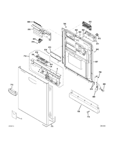 CONTROLS-DOOR Diagram and Parts List for GDWF106V00WW  General Electric Dishwasher