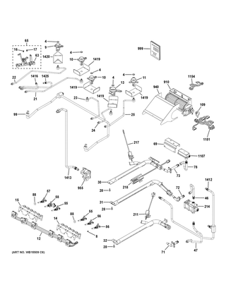 Gas & Burner Parts Diagram and Parts List for CGS995SEL2SS  General Electric Range