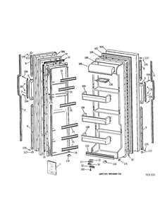 DOOR ASSEMBLY Diagram and Parts List for MRSX20BASBAD  General Electric Refrigerator