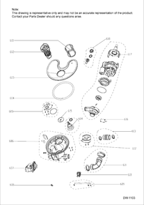 SUMP & MOTOR MECHANISM Diagram and Parts List for PDT660SSF1SS  General Electric Dishwasher