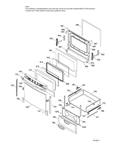 DOOR & DRAWER PARTS Diagram and Parts List for JCAP760WM3WW  General Electric Range
