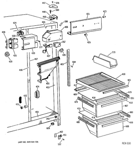 REFRIGERATOR SECTION Diagram and Parts List for MRSX20BASBAD  General Electric Refrigerator