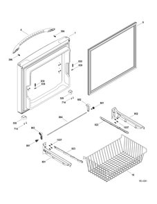 FZ DOOR Diagram and Parts List for PDRS3MBYARSS  General Electric Refrigerator