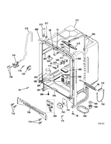 CABINET Diagram and Parts List for 402061  General Electric Dishwasher
