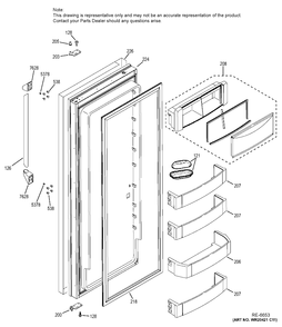 FRESH FOOD DOOR Diagram and Parts List for ZISP480DHBSS  General Electric Refrigerator