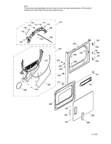 FRONT PANEL & DOOR Diagram and Parts List for GTMP280GD6WW  General Electric Dryer
