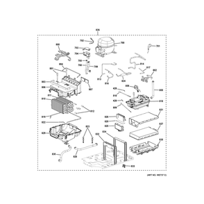 Machine Compartment Diagram and Parts List for PFH18HSPV0MC  General Electric Dryer