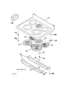 COOKTOP Diagram and Parts List for 158911  General Electric Range