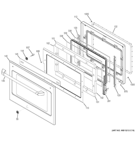 Door Diagram and Parts List for CK7000SH1SS  General Electric Wall Oven