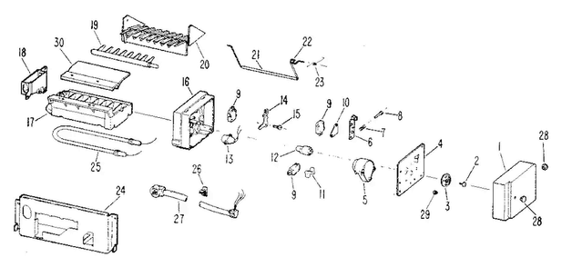 Icemaker Diagram and Parts List for TBX25RLB  General Electric Refrigerator