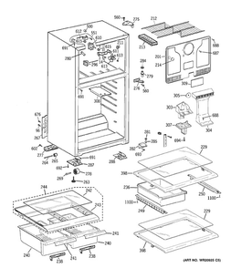 Cabinet Diagram and Parts List for GTT18GBDCRCC  General Electric Refrigerator