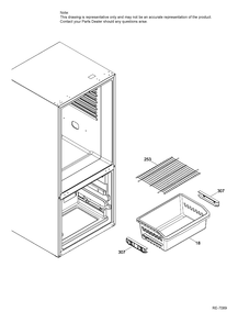 FREEZER SECTION BASKETS Diagram and Parts List for GBE21AGKBKWW  General Electric Refrigerator