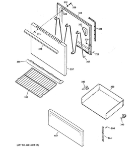 Door & Drawer Parts Diagram and Parts List for RB525DD1BB  Hotpoint Range