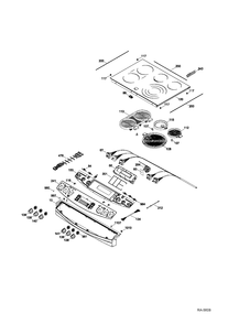 CONTROL PANEL & COOKTOP Diagram and Parts List for PCS940DF1WW  General Electric Range