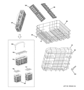 Rack Assemblies Diagram and Parts List for GLDA690F02BB  General Electric Dishwasher