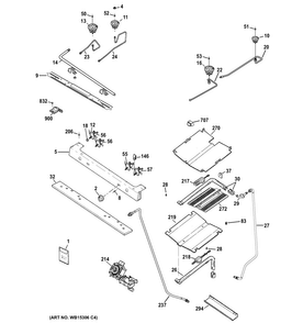 Gas & Burner Parts Diagram and Parts List for JGB640SEF5SS  General Electric Range