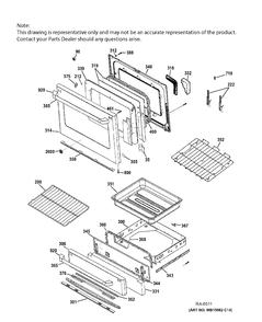 DOOR & DRAWER PARTS Diagram and Parts List for CC2S985SET8SS  General Electric Range