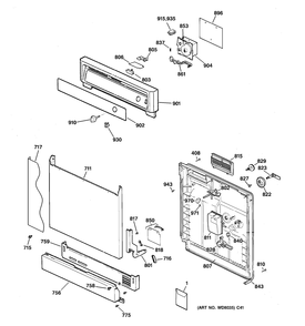 ESCUTCHEON & DOOR ASSEMBLY Diagram and Parts List for SIG1480A81WH  General Electric Dishwasher