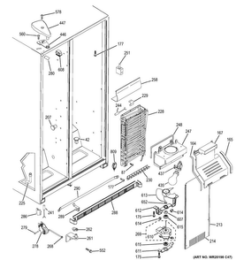 Freezer Section Diagram and Parts List for GSS20ETHDBB  General Electric Refrigerator
