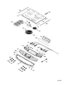 CONTROL PANEL & COOKTOP Diagram and Parts List for PCS968SR4SS  General Electric Range