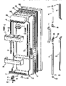 Fresh Food Door Diagram and Parts List for TFX24PRAXBB  General Electric Refrigerator