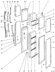 FREEZER DOOR Diagram and Parts List for L19FML3-1  General Electric Refrigerator
