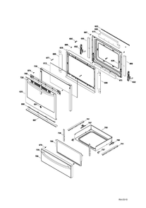 DOOR & DRAWER Diagram and Parts List for JCBS660SF1SS  General Electric Range