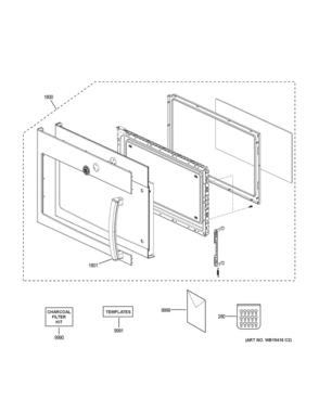 DOOR PARTS Diagram and Parts List for JVM3162RJ3SS  General Electric Microwave