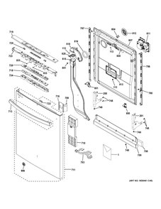 ESCUTCHEON & DOOR ASSEMBLY Diagram and Parts List for GDT655SMJ2ES  General Electric Dishwasher