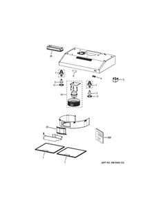 Range Hood Diagram and Parts List for JVX5305SJ1SS  General Electric Range Hood