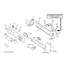 Controls & Backsplash Diagram and Parts List for GTW180SCJ0WW  General Electric Washer