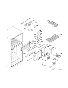 FREEZER SECTION Diagram and Parts List for GTR22HBTCRWW  General Electric Refrigerator