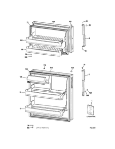 Part Location Diagram of WR01L03797 GE Door Foam Assembly Fz (Wh)