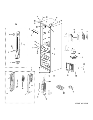 Part Location Diagram of WR55X28411 GE FREEZER SENSOR