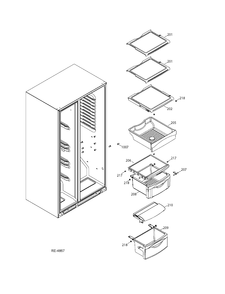 FF SHELVES Diagram and Parts List for GSRS3KLXGFSV  General Electric Refrigerator
