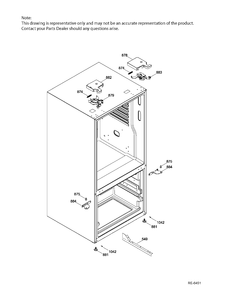 HINGE PARTS Diagram and Parts List for GNE25DSKAKSS  General Electric Refrigerator