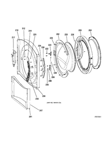 DOOR Diagram and Parts List for GBVH5200J0WW  General Electric Washer