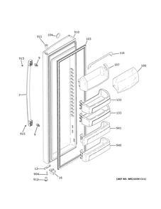 Fresh Food Door Diagram and Parts List for GZS22IMNYHES  General Electric Refrigerator