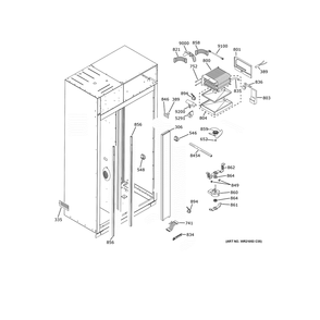 Freezer Section Diagram and Parts List for CSB48WP2NMS1  General Electric Refrigerator