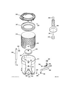 TUB GROUP Diagram and Parts List for MNSR1090H5WW  General Electric Washer