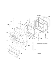 DOOR Diagram and Parts List for PCB969SR1SS  General Electric Range
