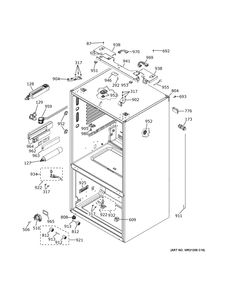 Case Parts Diagram and Parts List for PFE28PYNJFS  General Electric Refrigerator