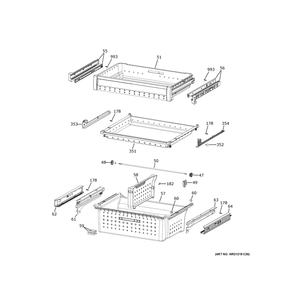 Freezer Shelves Diagram and Parts List for CXE22DM5PFS5  General Electric Refrigerator