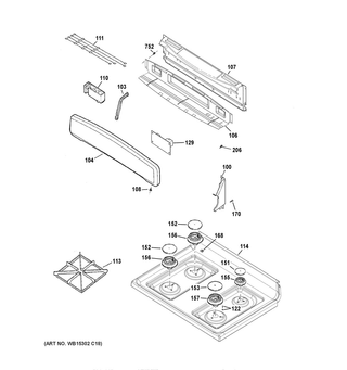 Part Location Diagram of WB62X31580 GE WHITE RANGE TOP