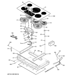 Control Panel & Cooktop Diagram and Parts List for JP656SD2SS  General Electric Cooktop