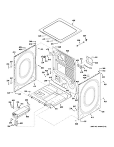 Cabinet & Top Panel Diagram and Parts List for GFD49ERPK0RR  General Electric Dryer